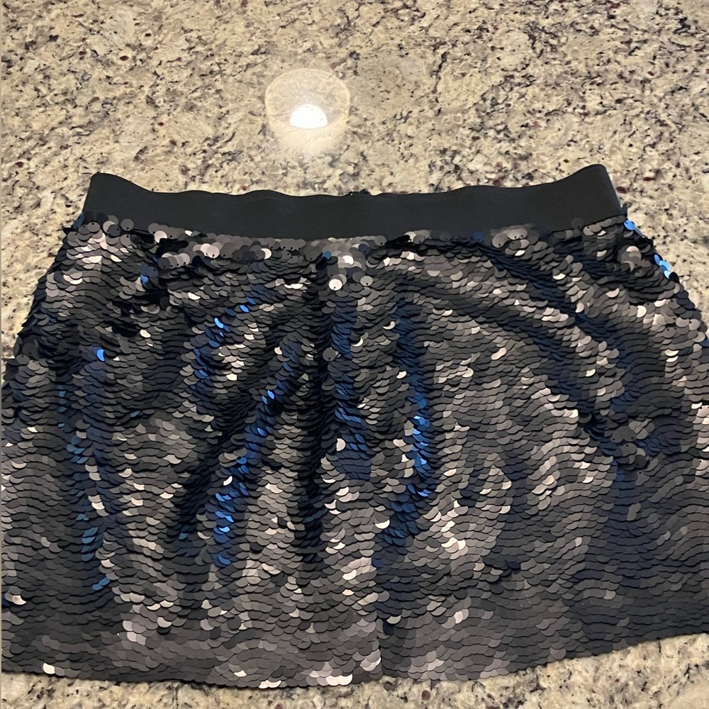 BCBG black sequin short skirt